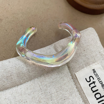 Iridescent Clear Acrylic Open Cuff Bangles 11 Textures