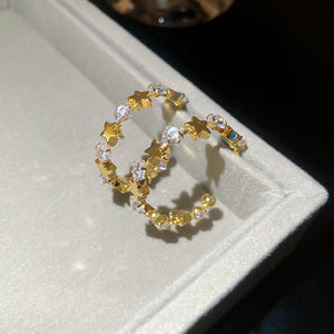 Crystal Star C Hoop Earrings in Gold and Silver Tones