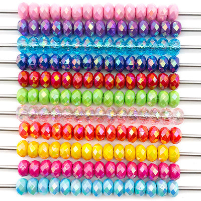 Multicolor bead beads arranged on a light background