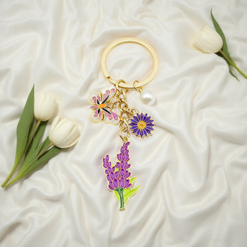Four-Color Butterfly Pearl and Flower Bouquet Mother Keychain Collection