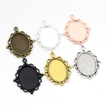 Ornate Oval Metal Pendant Trays in Four Antique Finishes