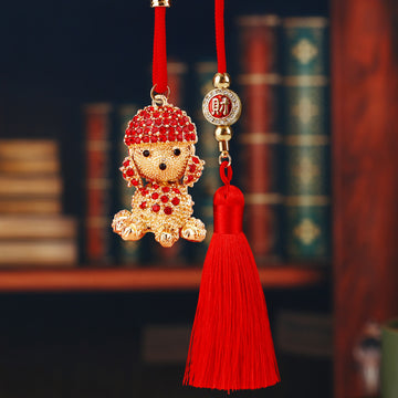 Jeweled Lucky Lion Tassel Car Hangers in Seven Color Options
