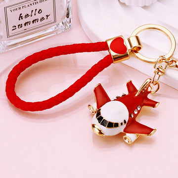 Enamel Airplane Keychains in Four Colors with Braided and Bare Loops