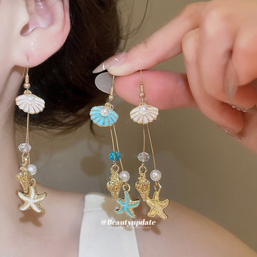 Gold Tone Coastal Charm Hook Earrings in Three Colors