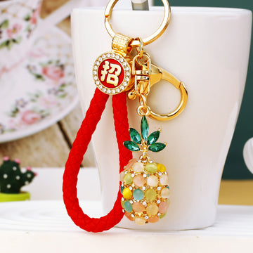 Beaded Pineapple Keychains in White Yellow and Multicolor Options