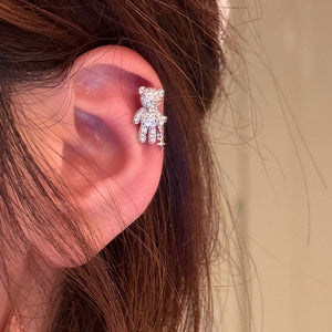 Gold Tone Teddy Bear Ear Cuff With Polished Metal Details