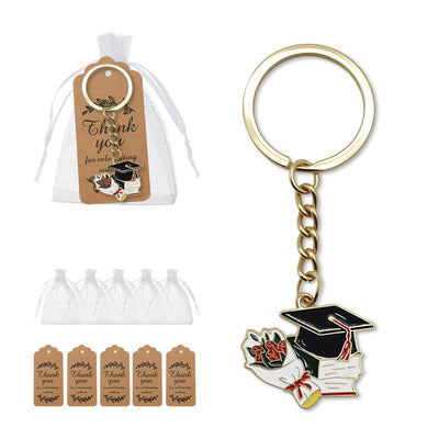 Graduation cap books bouquet keychain with bags and kraft tags