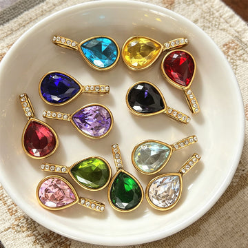 Gold Tone Chain Necklaces With Twelve Teardrop Birthstone Pendants