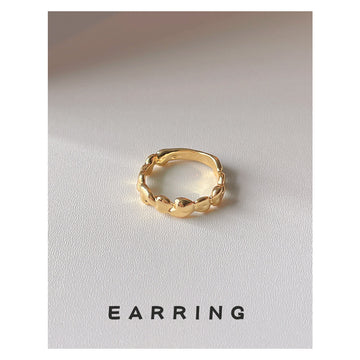 Gold Tone Irregular Wavy Band Ring Organic Liquid Texture