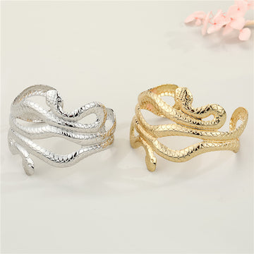 Gold and Silver Tone Snake and Starfish Open Cuff Bracelets