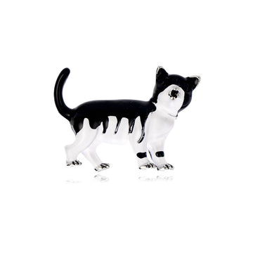 Black White Dog Enamel Metal Brooch Pin for Jackets and Lapels