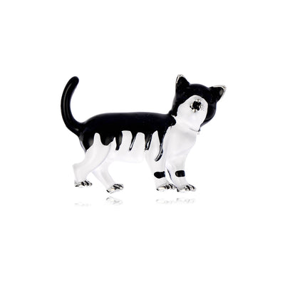 Front product view of a black and white cat