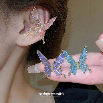Enamel Butterfly Ear Cuffs In Blue Pink And Purple