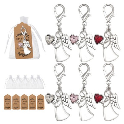 Six angel heart lobster charms with organza bags and tags