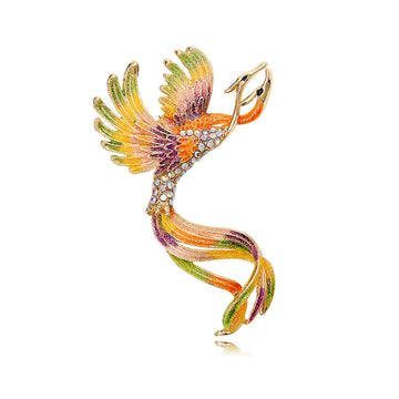 Red Gold Tone Phoenix Enamel Three Designs Metal Brooch Pin