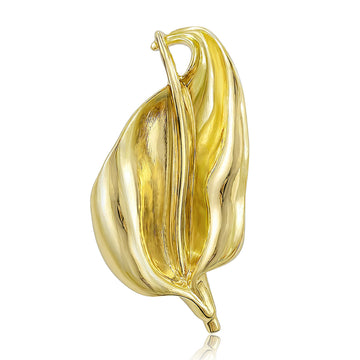 Sculpted Calla Lily Brooch in Polished Metal for Jackets and Scarves