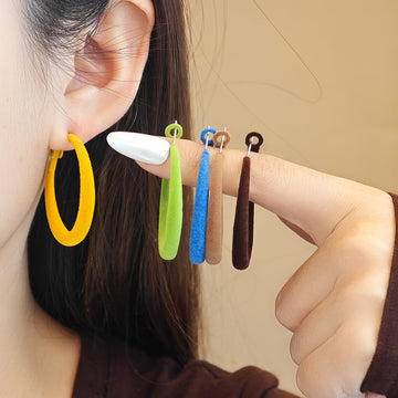 Fuzzy Oversized Round Hoop Earrings in Three Colors