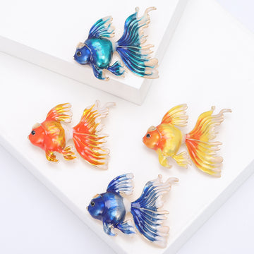 Enamel Goldfish Brooch in Four Bright Colorways Decorative Accessory