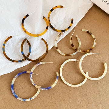 Slim Resin Hoop Earrings In Three Multicolor Patterns
