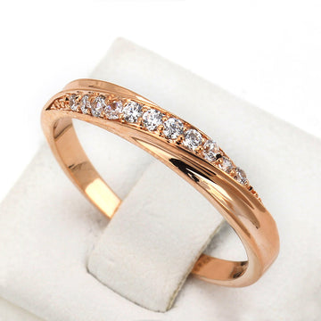 Twist Band Clear Channel Stone Ring Gold Rose Silver