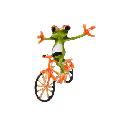 Front product view of the frog brooch pin in gold and yellow