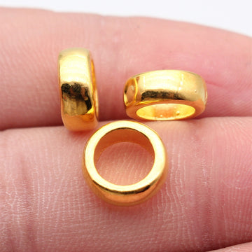 Polished Gold Smooth Rounded Ring Large Hole Spacer Bead
