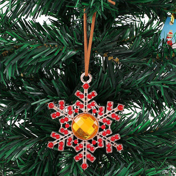 Rhinestone Snowflake Christmas Ornament Metal Cord Hanger