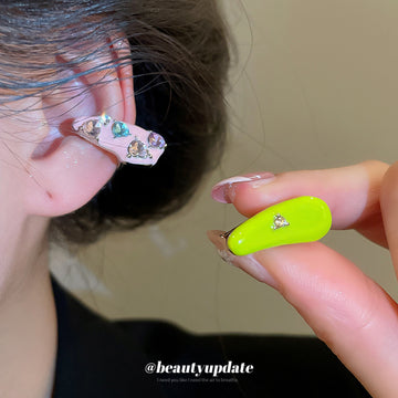 Colorful Enamel Pavé Ear Cuffs Fashion Jewelry Accessory