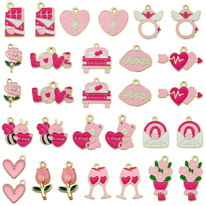 Valentine Heart Enamel Charms in Zinc Alloy, 54 Designs and Assorted Packs