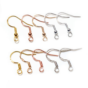 Fishhook Earring Findings With Coil and Loop in Multiple Finishes