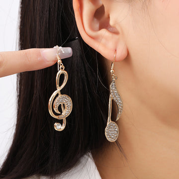 Mismatched Treble Clef and Music Note Hook Earrings
