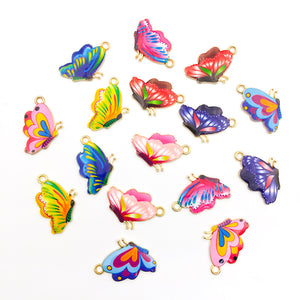 Small Enamel Butterfly Alloy Charm, 16 Γ 24 mm, Eight Colors