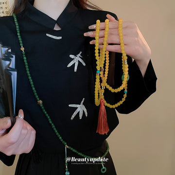 Chinese Style Long Bead Sweater Necklaces Nine Styles