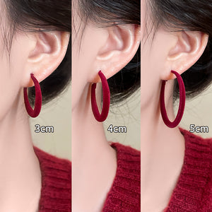 Red and Blue Flocked Hoop Earrings Fashion Jewelry