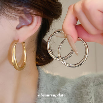 Rounded Hoop Clip Earrings in Gold and Silver Tone