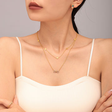 Zircon Infinity Necklace Bracelet Flower Station Set