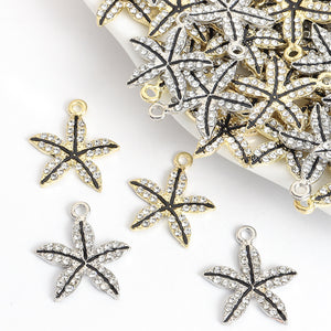 Textured Starfish Alloy Charm Pendants in Gold and Silver Tones