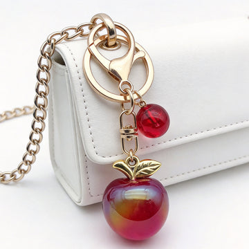 Red-Led Six-Color Iridescent Apple Double Ring Keychain Collection