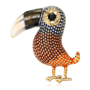 Textured Toucan Brooch in Three Colorful Enamel Palettes