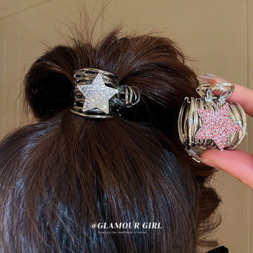 Four Mixed Metal Hair Claws With Stars Fan Pearls Or Ribbed Forms