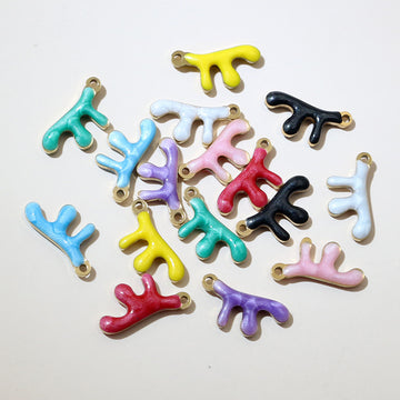 Tiny Colorful Enamel Coral Branch Charms in Nine Options