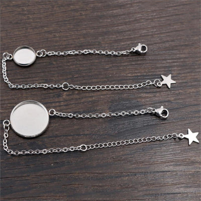Image 1 showing stainless steel round bezel bracelets with star accent chain in the pictured colors and forms