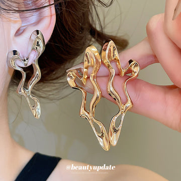 Abstract Open Drop Earrings in Gold and Silver Tones