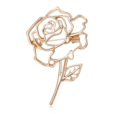 A long-stem rose drawn in smooth open metal lines shown on a white background.