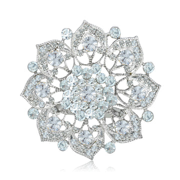 Layered Crystal Flower Brooch for Jackets Scarves and Coats