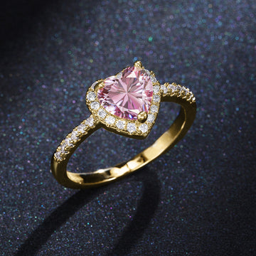 Heart-Shaped Halo Pave Ring In Four Stone And Finish Variants