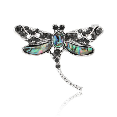 Abalone Shell Dragonfly Brooch front view on a plain background