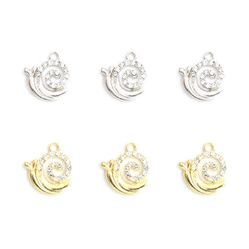Crystal Snail Alloy Charm Pendants in Gold and Silver Tones