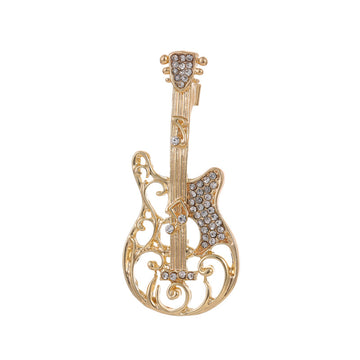 Gold Tone Silver Tone Violin Crystal Two Designs Metal Brooch Pin