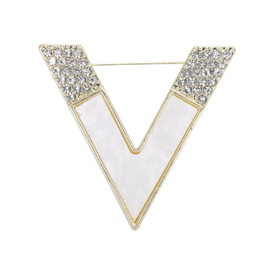 Open Letter V Brooch on white background